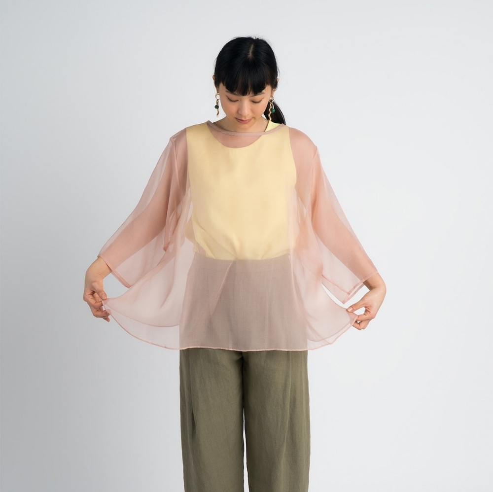 Kaarem Arnate Dropped Organza Silk Top Size S